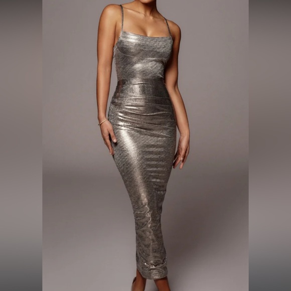 JLUXLABEL Dresses & Skirts - Bronze Rubi cowl neck cocktail dress